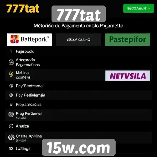 Métodos de pagamento disponíveis no 777tat